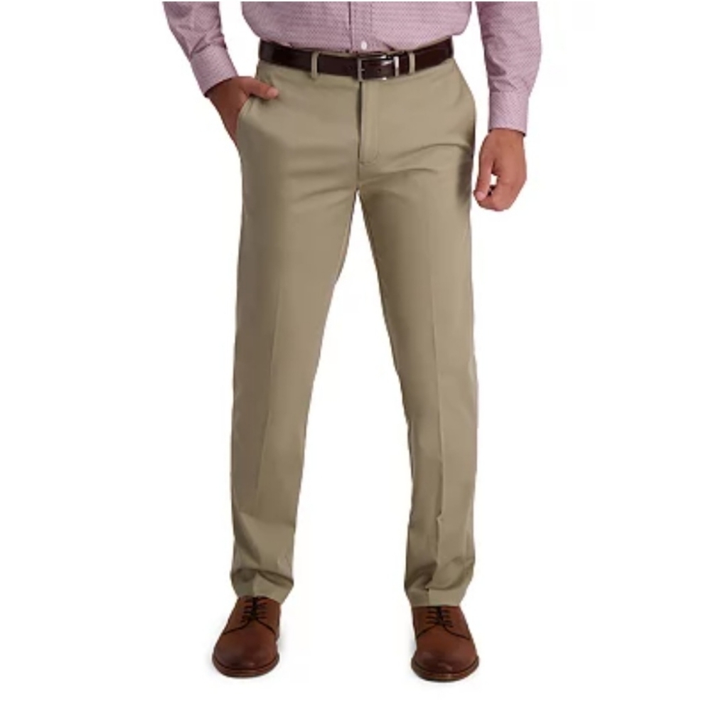 Men's Haggar Pants, Iron Free Premium Khaki Straight-Fit Flat Front